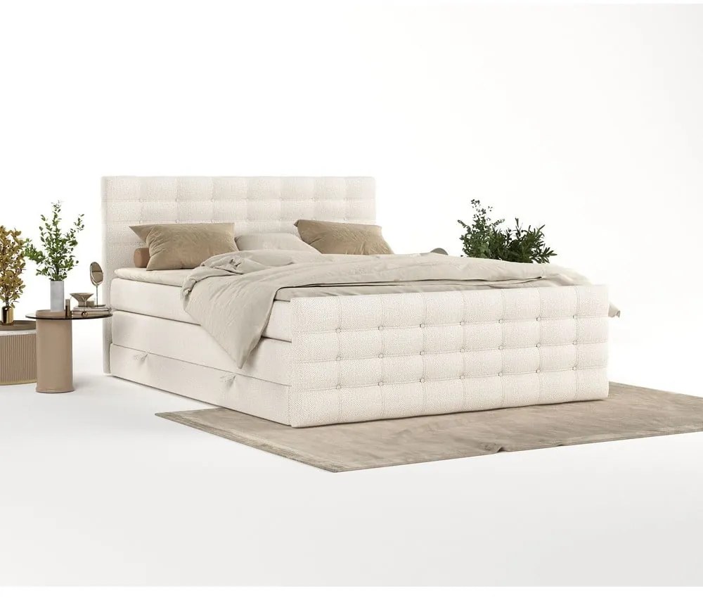 Krémszínű ágyneműtartós boxspring ágy 200x200 cm Blend – Maison de Rêve
