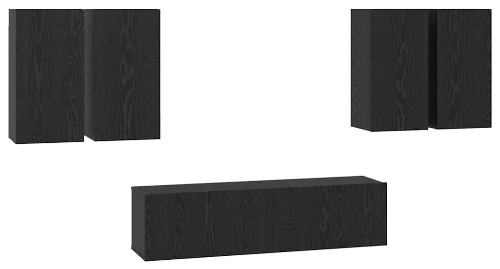 TV szekrény garnitúra 6 pcs Musta tammi 60 x 30 x 30 cm Faanyag