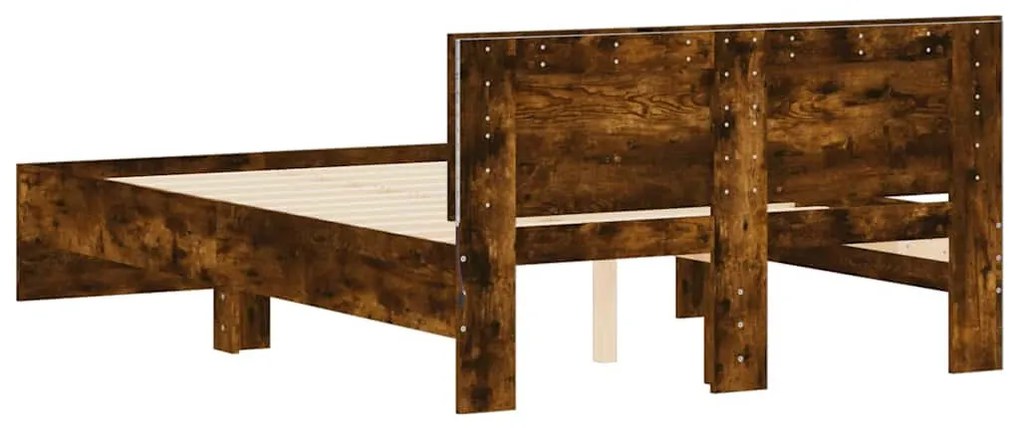 füstös tölgy színű ágykeret fejtámlával és LED-del 140x190 cm