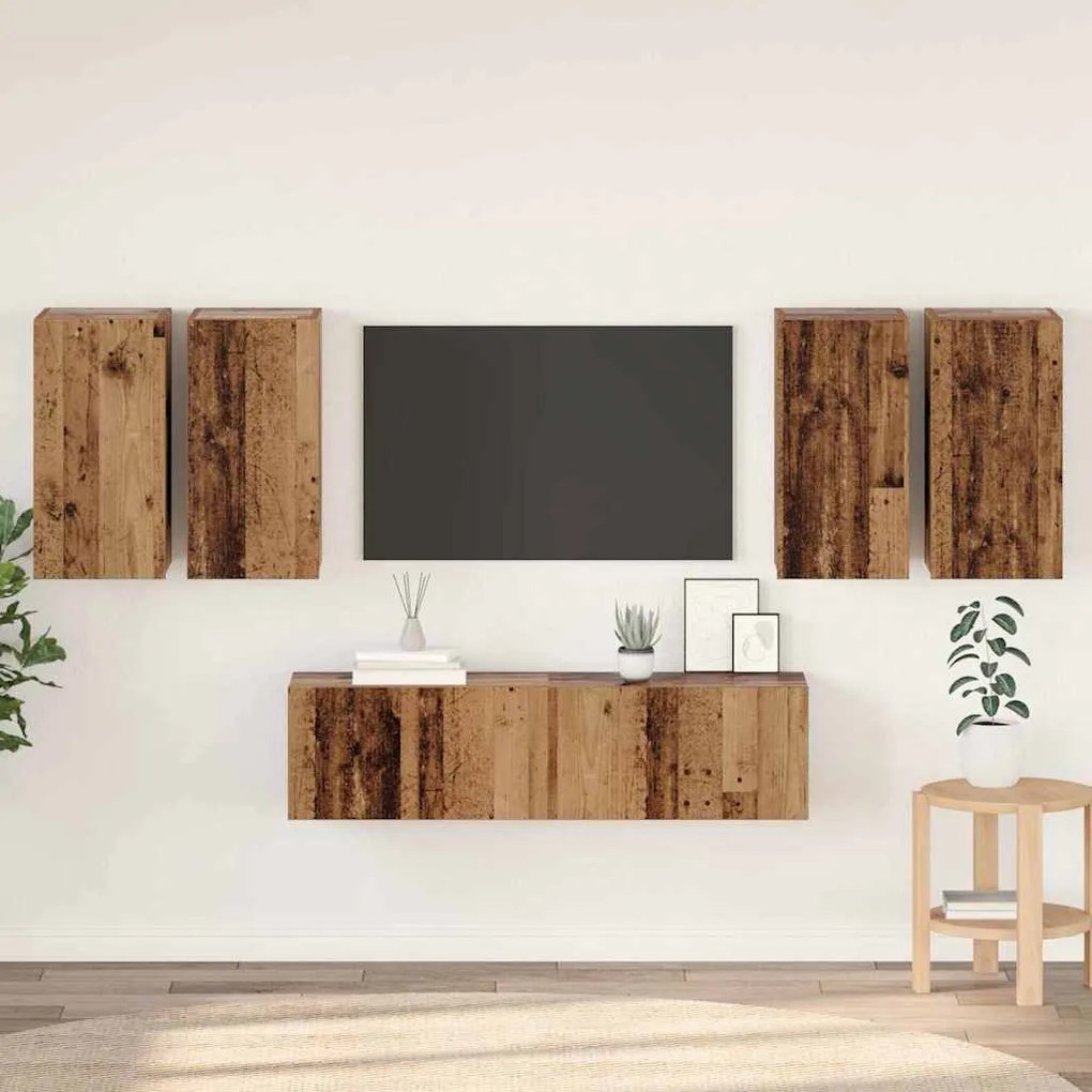 TV szekrény garnitúra 6 pcs Régi fa 60 x 30 x 30 cm Faanyag