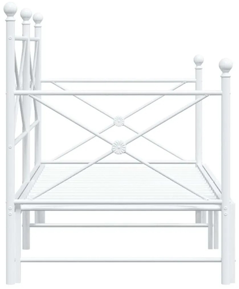 Daybed with Trundle without Mattress White 80x200 cm acél