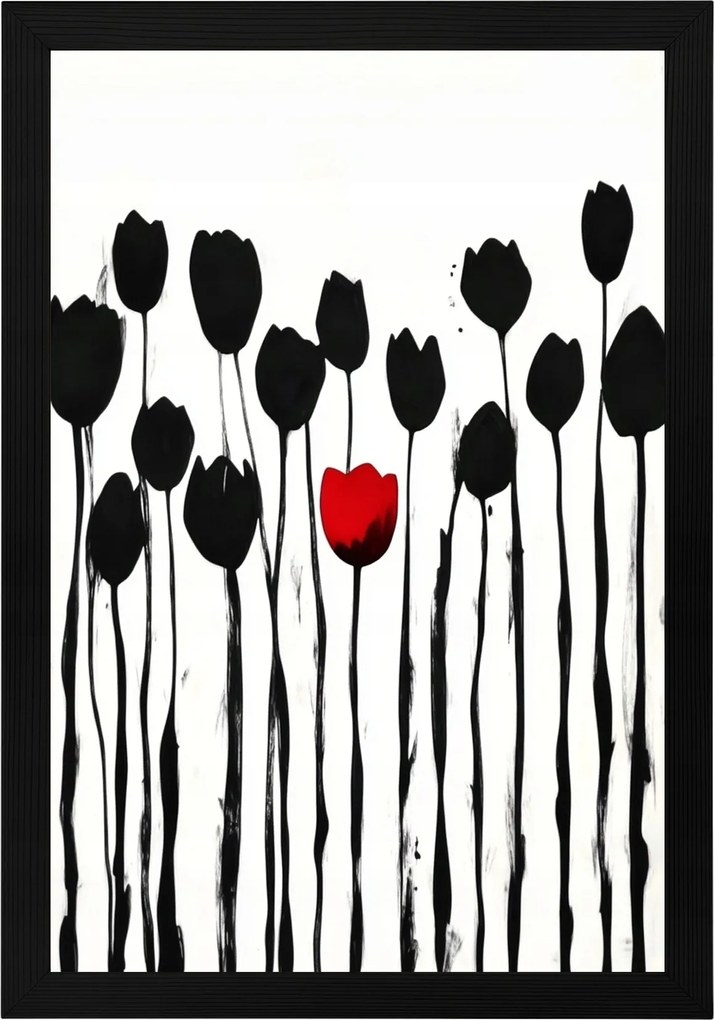 Poszter Keret Fa Grafika Természet Kert Virágok Tulipán Modern 40x60