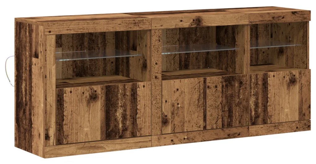 Széf LED -es lámpákkal Régi fa 162 x 37 x 67 cm Faanyag