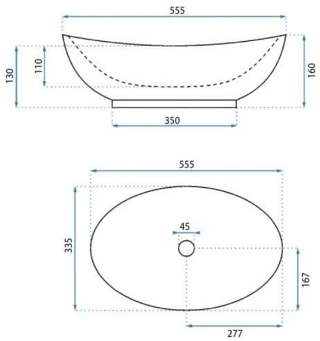 REA-U6801 - Munkalapra helyezhető mosdó KATE 33,5x55,5 cm kerámia/fényes fehér