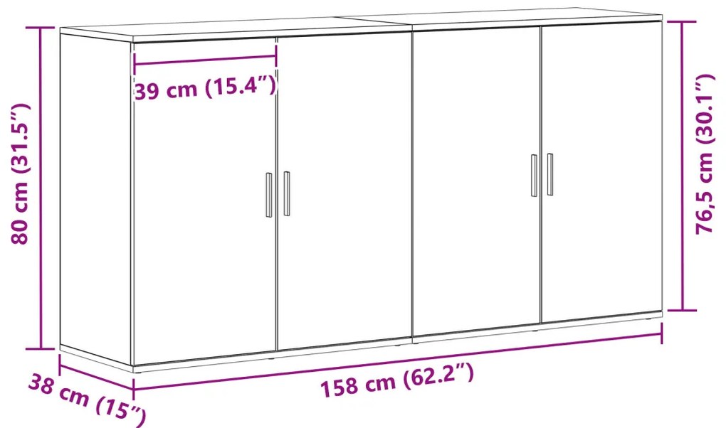 2 db oldalnézet régi fa 79x38x80 cm mérnöki fa