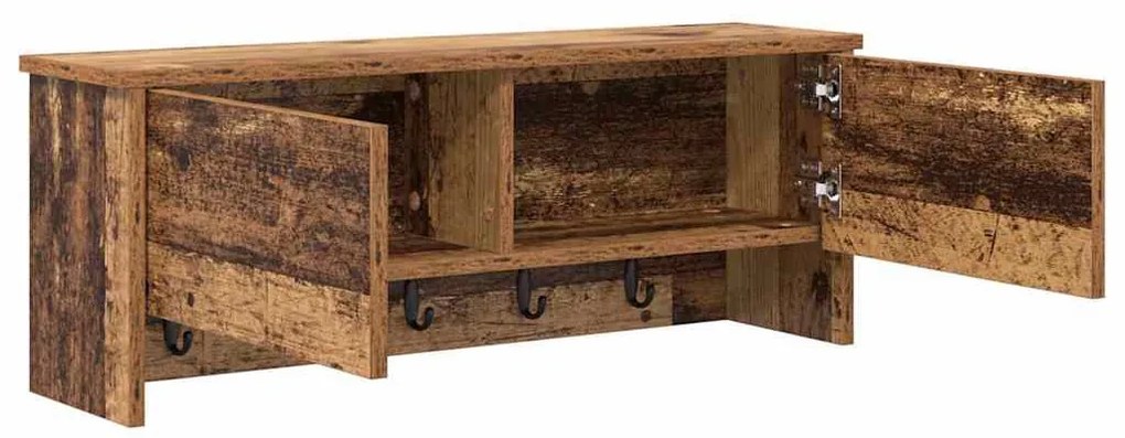 Fali Kabáthorog polcokkal Régi fa 80 x 20 x 30 cm Faanyag