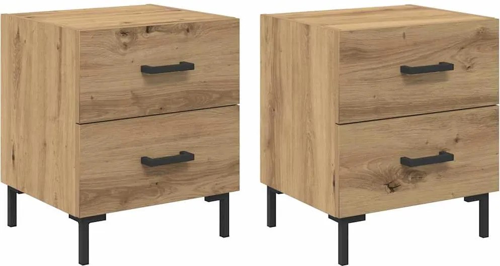 vidaXL Éjjeliszekrény 2 pcs Artisan tölgy 40 x 35 x 47,5 cm Faanyag