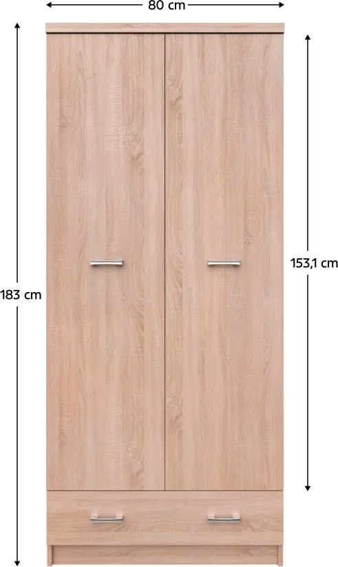 Szekrény 2D1S, sonoma tölgy, TOPTY TYP 30