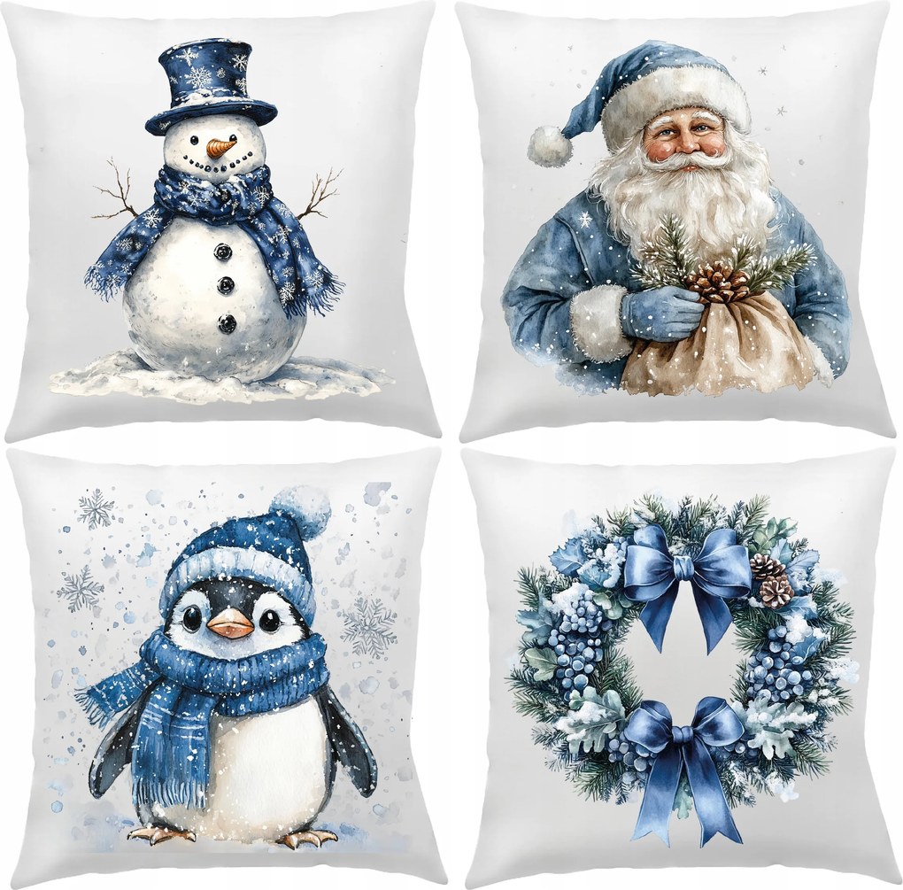 Párnahuzat Karácsony 40X40cm Nappali Dekoráció Szett 4