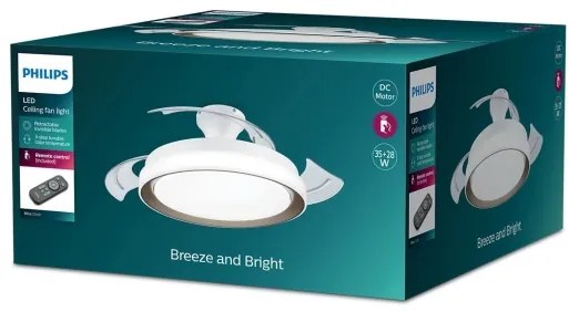 Philips-LED Mennyezeti lámpa ventilátorral LED/35W/230V 5500/4000/2700K+RC arany