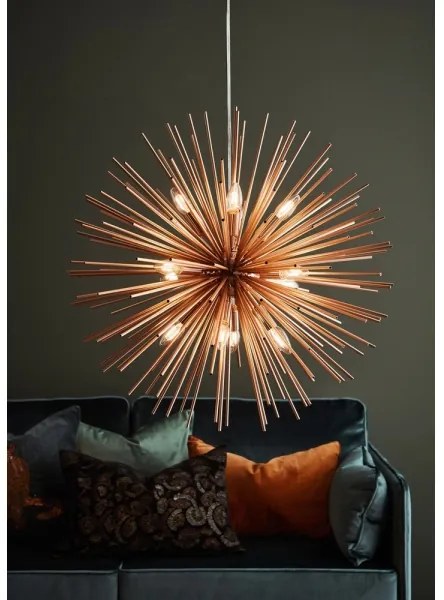 Markslöjd 107752 - Csillár zsinóron SOLEIL 12xE14/20W/260V Rózsaarany