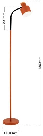 Orion - GILI állólámpa 1xE27/40W/230V, téglavörös