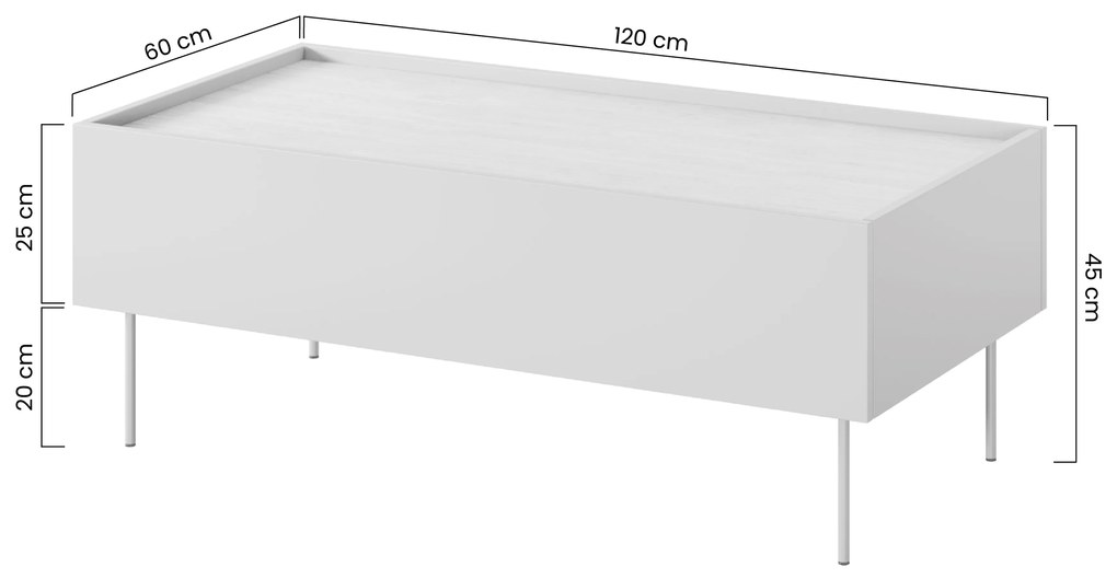 Desin 120 1SZ dohányzóasztal fiókkal - kerámia vörös / nagano-tölgy