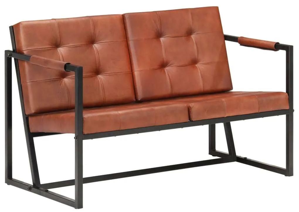 vidaXL barna valódi kecskebőr kétszemélyes kanapé