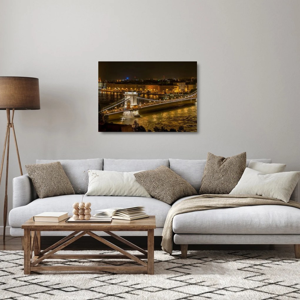 Éjszakai város képe (üvegen) (70x50 cm)