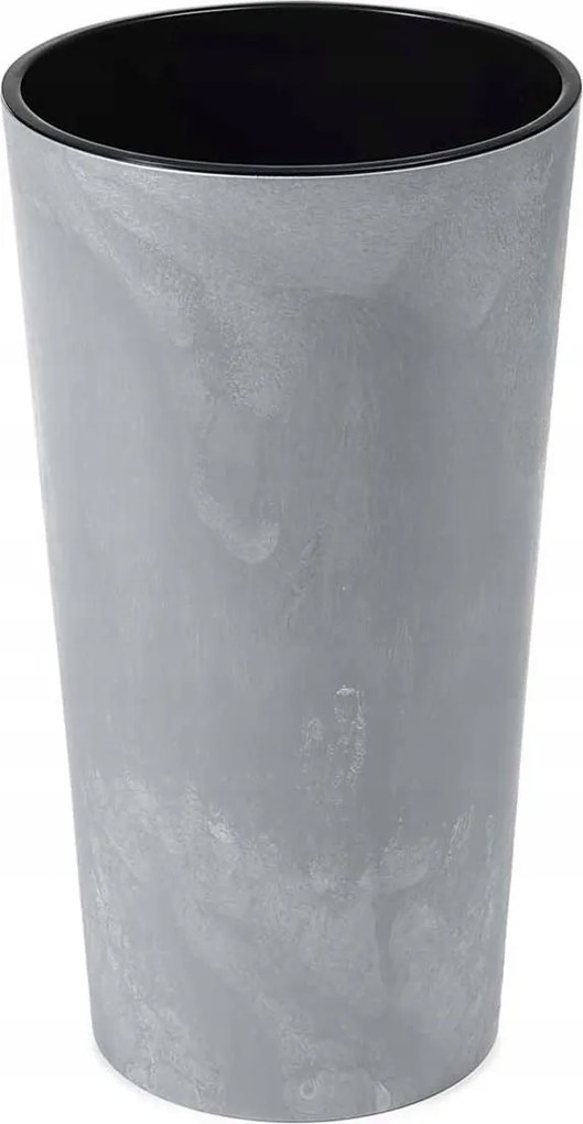 Virágtartó betéttel Virágtartó kerek magas műanyag Szürke Beton 46x25cm öko