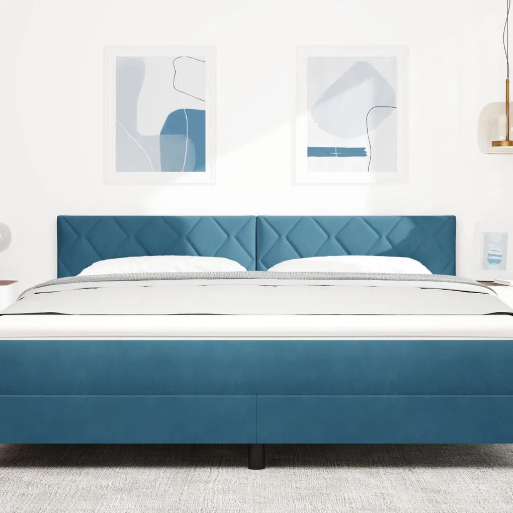 Fejtámla Gyémánt Blokkok Design Sötétkék 180 cm Bársony