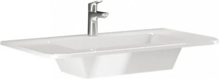 Cube 100 alsó fürdőszobabútor kerámia mosdóval 2 fiókos, magasfényű festett fehér