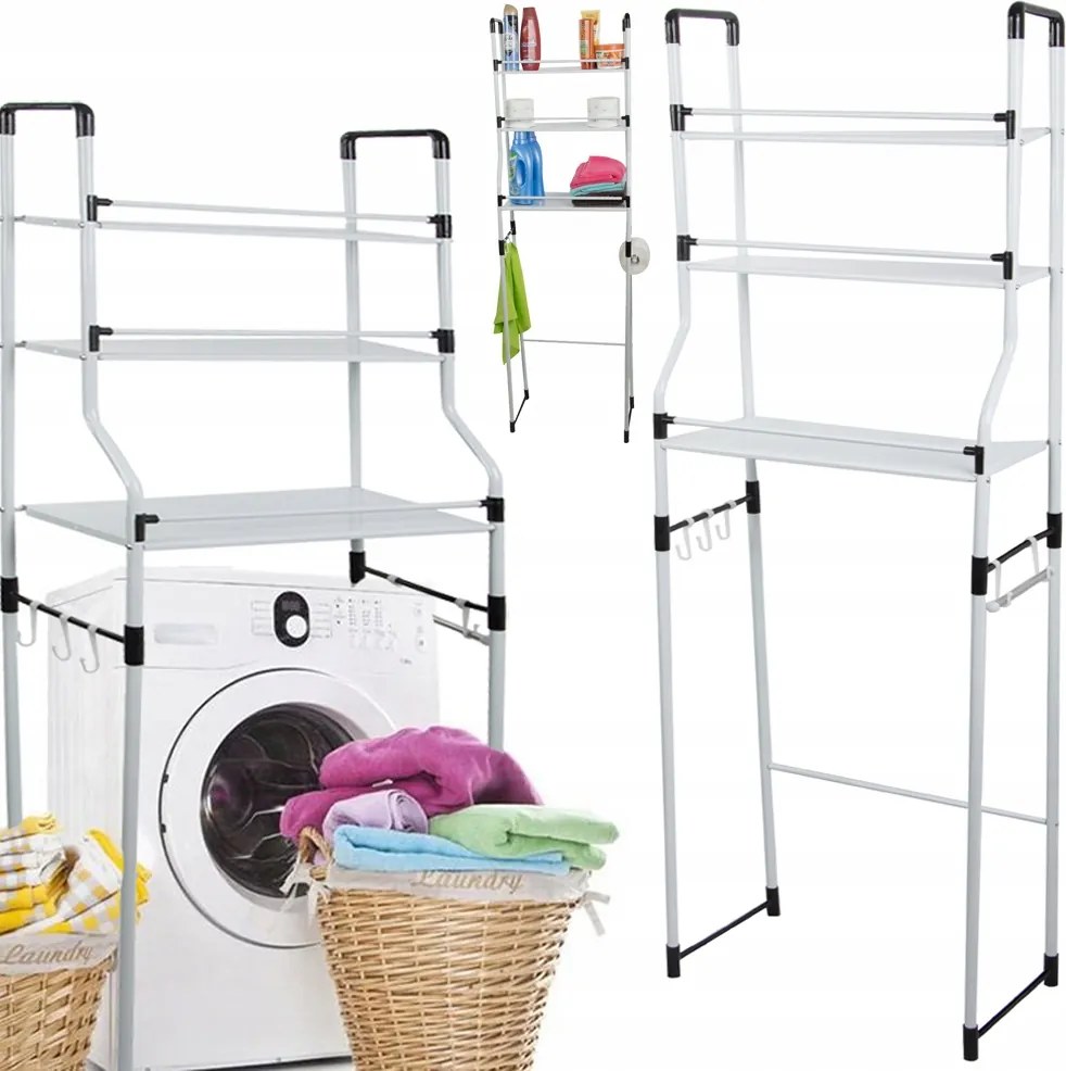 Állópolc A Mosógép Felett, Wc, Fürdőszoba Állvány, Szekrény, 3 Személyes Polc