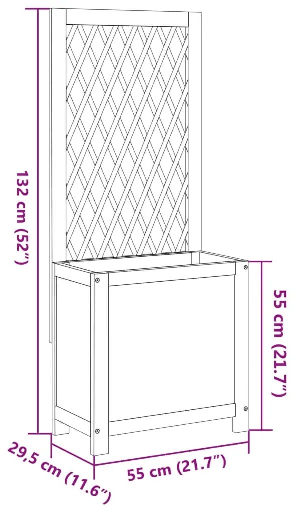 tömör akácfa rácsos ültetőláda 55 x 29,5 x 132 cm