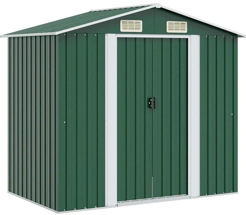 vidaXL zöld fém kerti fészer 204 x 132 x 186 cm