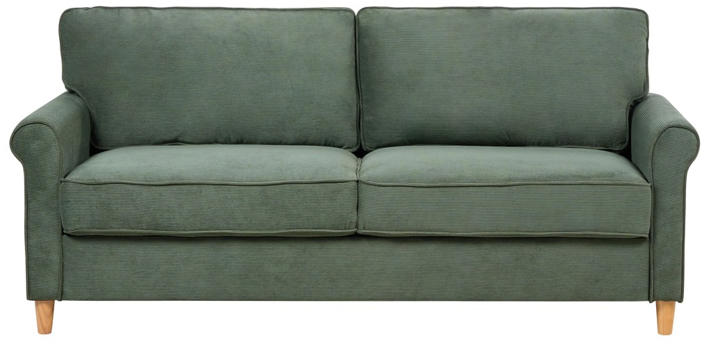 Háromszemélyes sötétzöld kordbársony kanapé RONNEBY Beliani