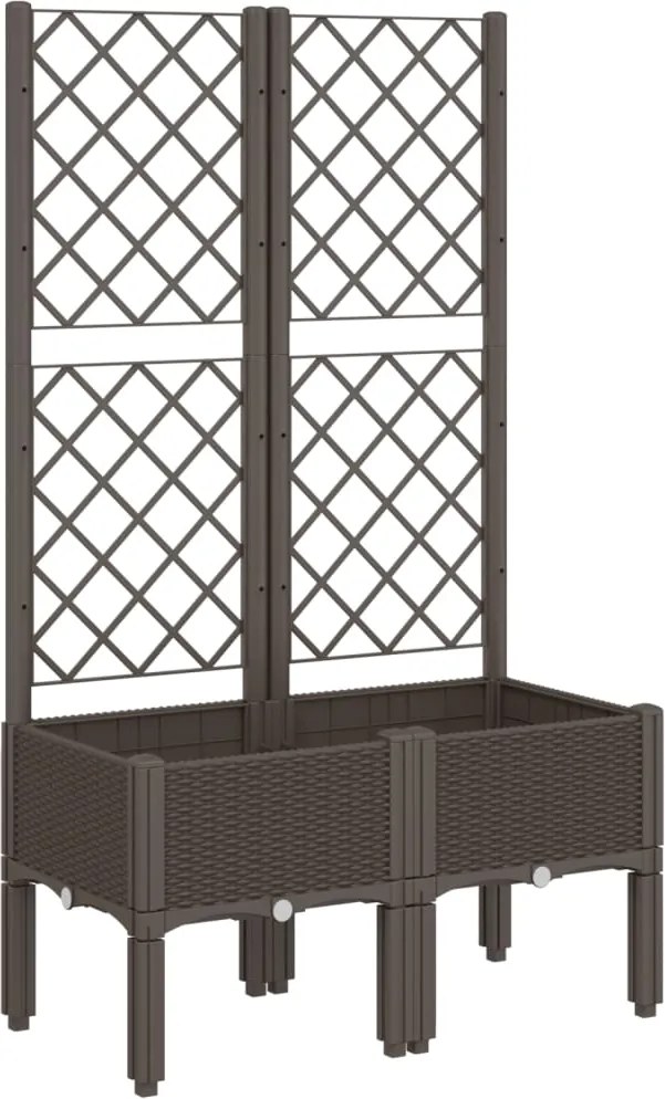 vidaXL barna polipropilén rácsos kerti ültetőláda 80 x 40 x 142 cm