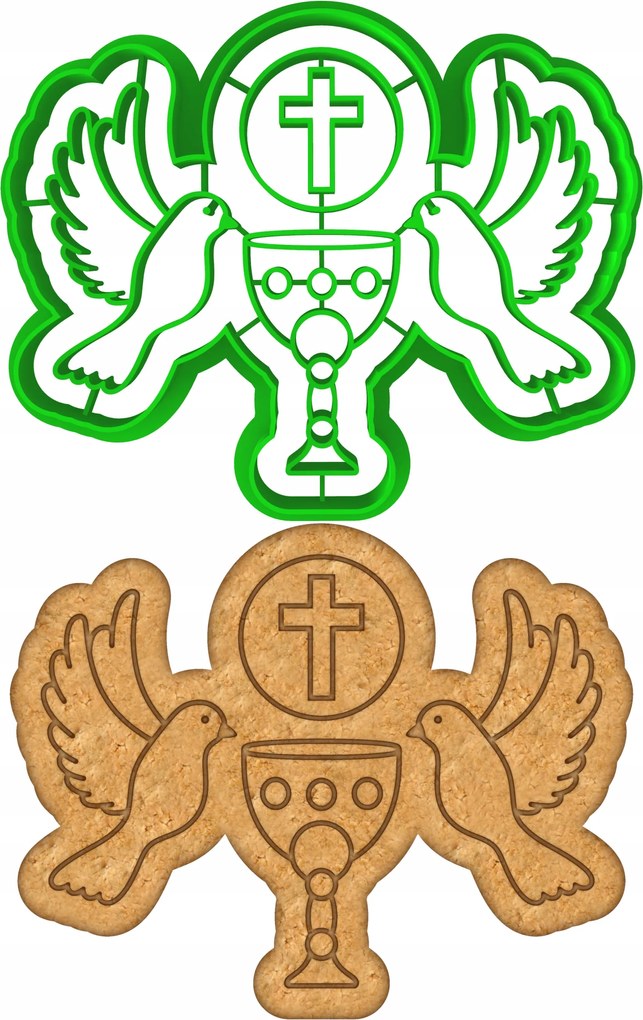 Mézeskalács lyukasztó keksz Áldozás Galamb kehely ostyával 10cm