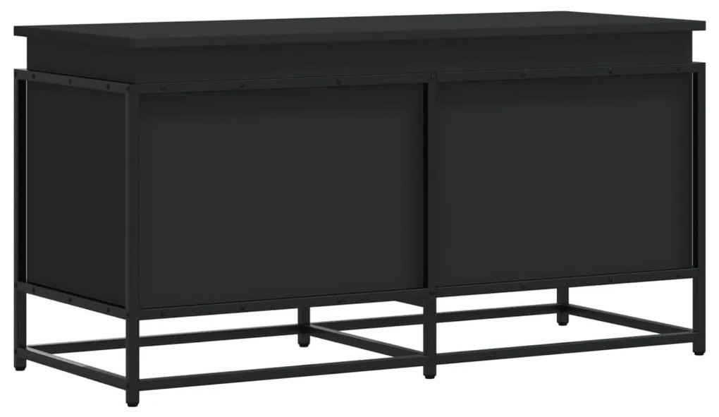fekete szerelt fa tárolóláda fedéllel 100 x 40 x 51,5 cm