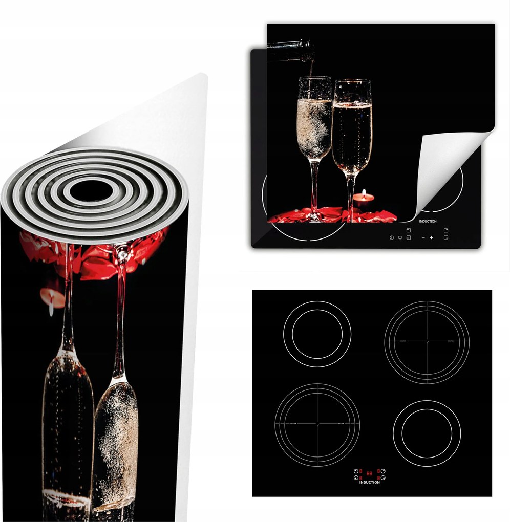 Tűzhelyvédő Szőnyeg Több Helyet Biztosít 60x52 fekete piros bor