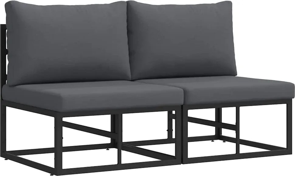 vidaXL Kültéri Bútor 2 Darab Fekete és Antracit 70 x 71,5 x 71 cm Fém