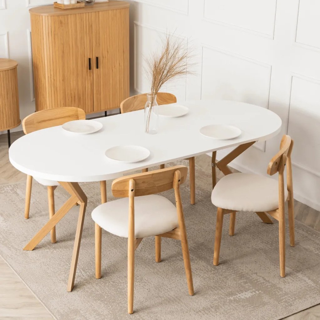 Stół LUGO Rozkładany 90-190 cm Biały/Dąb