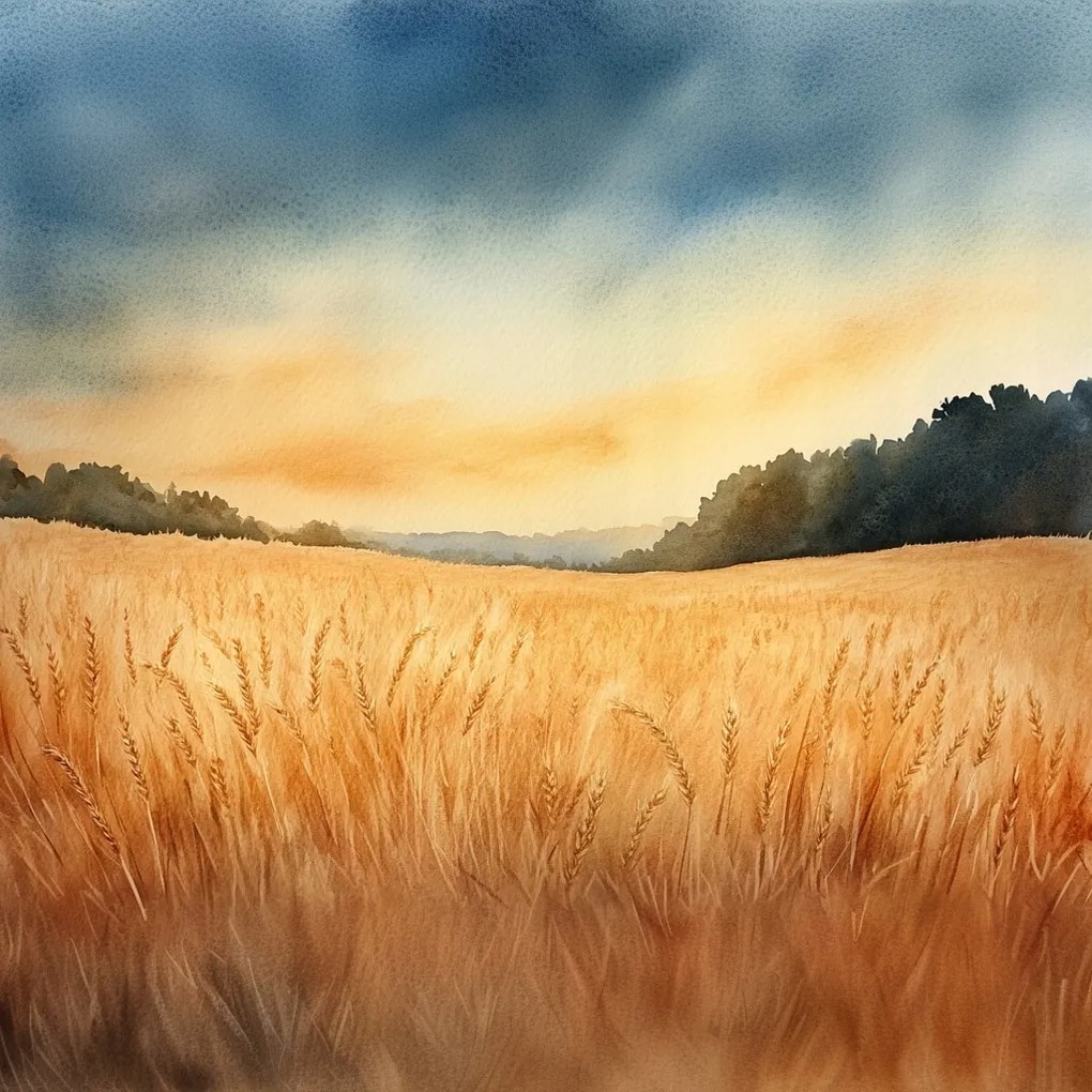 Vászonkép Canvas Tájkép Falu Mező Gabona Kalászok Aratás 80x80