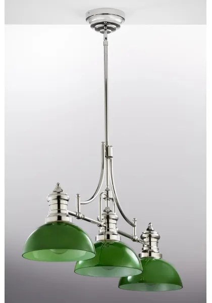 Jupiter 2072 - PLATINO rúdon szerelt csillár 3xE27/15W/230V zöld/fényes króm