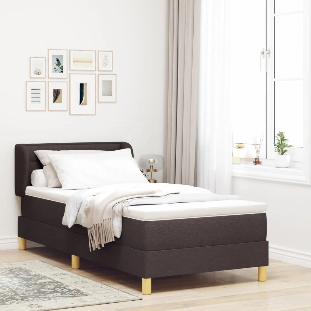 Boxspring Ágy Matracokkal Sötétbarna 100x200 cm Szövet