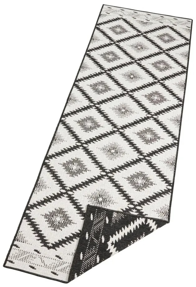 Malibu fekete-krémszínű kültéri szőnyeg, 80 x 250 cm - NORTHRUGS