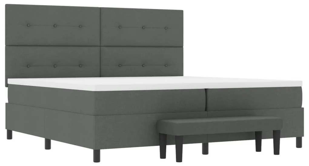 Box Spring Ágy Matraccal és Pad Dark Grey 200x200 cm Szövet