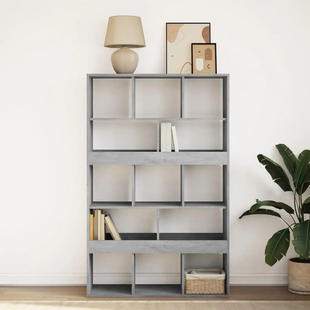 betonszürke szerelt fa könyvespolc 100 x 33 x 156,5 cm