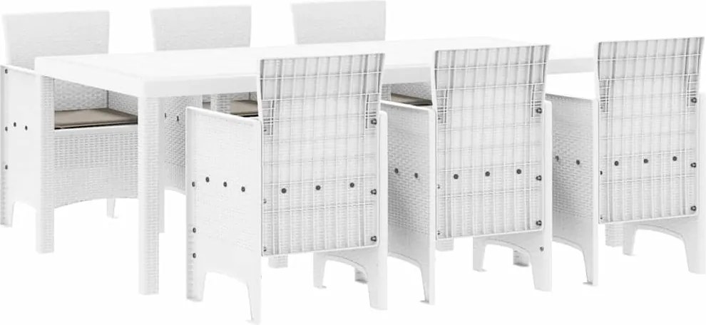 vidaXL Kert étkező szett 7 pcs Fehér Polipropilén