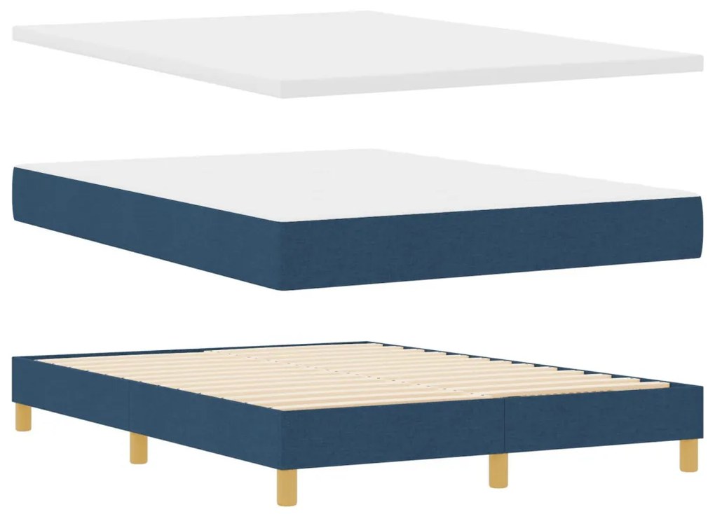 Box Spring Ágy Mattal & LED Kék 140x190 cm Szövet