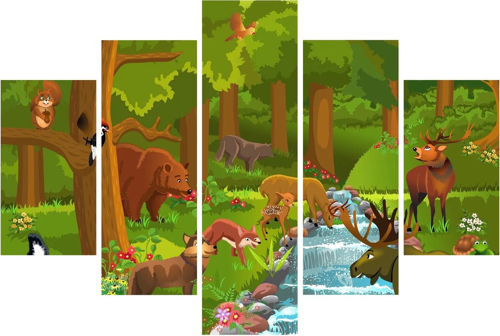 Gyermek kép állatokkal (150x105 cm)