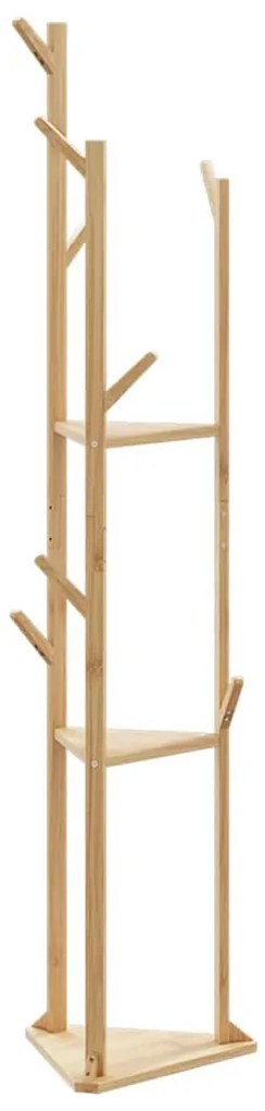 kabátállvány kampókkal és polcokkal bambusz 39x33x166cm bambusz