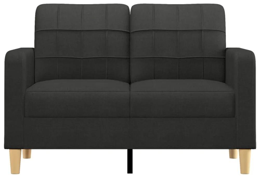 kétszemélyes fekete szövetkanapé 120 cm