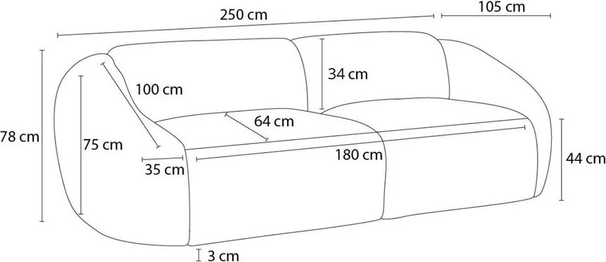 Mustársárga kordbársony kanapé 250 cm Tina – Bobochic Paris