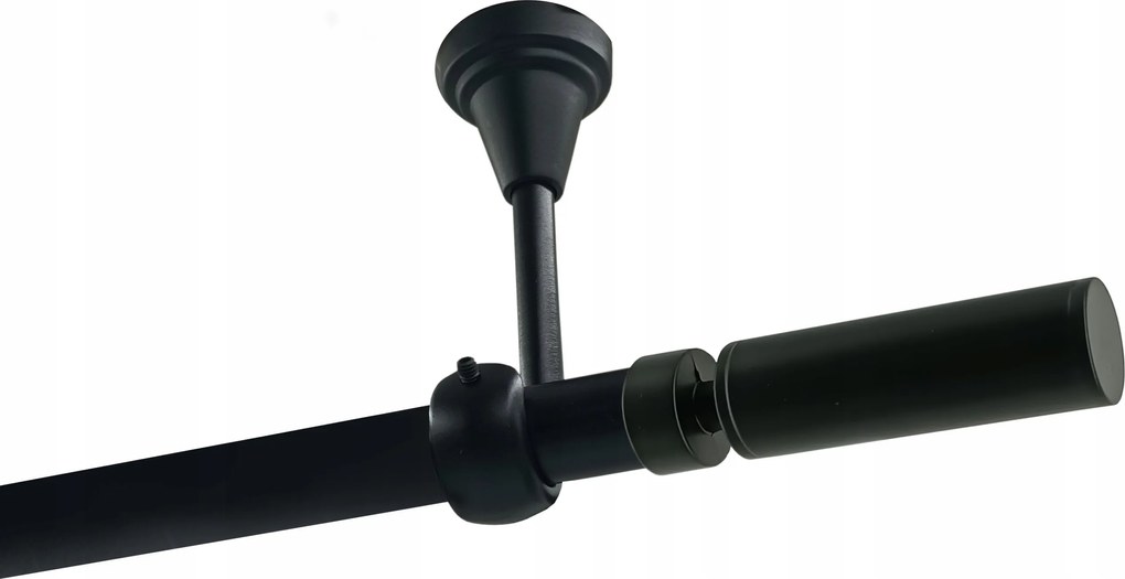 Függönykarnis szimpla Fém Mennyezeti 19mm Fekete Matt 180cm Waldo Kerekek Nélkül