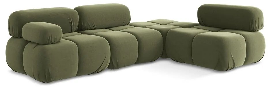 Világoszöld bársony moduláris sarokkanapé (jobb oldali) Lokua – Makamii