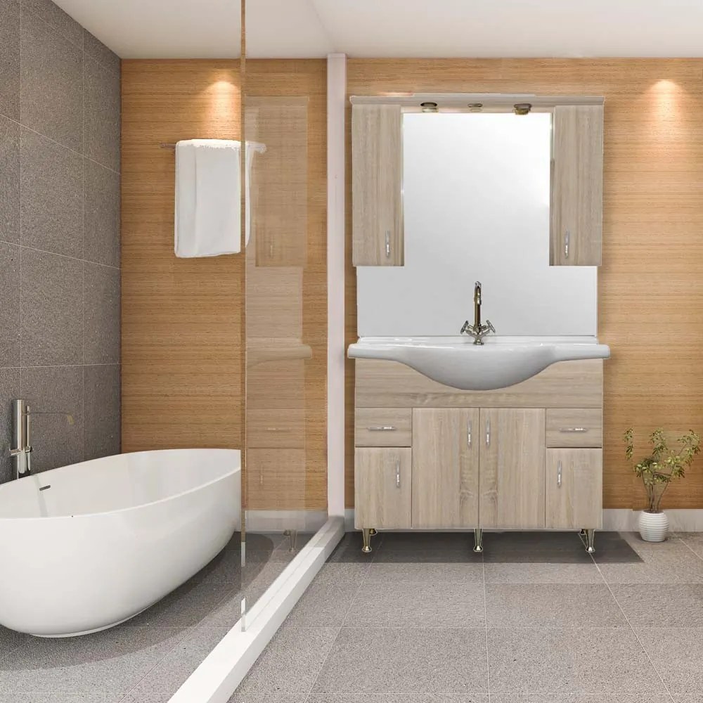 Bianca Plus 105 komplett fürdőszobabútor, sonoma tölgy színben