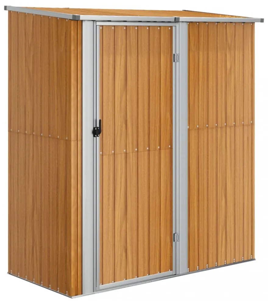 horganyzott acél, fahatású kerti fészer 180,5 x 97 x 209,5 cm