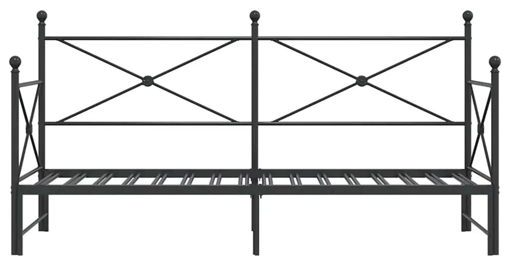 kihúzható kanapéágy matrac nélkül fekete 80x200 cm acél