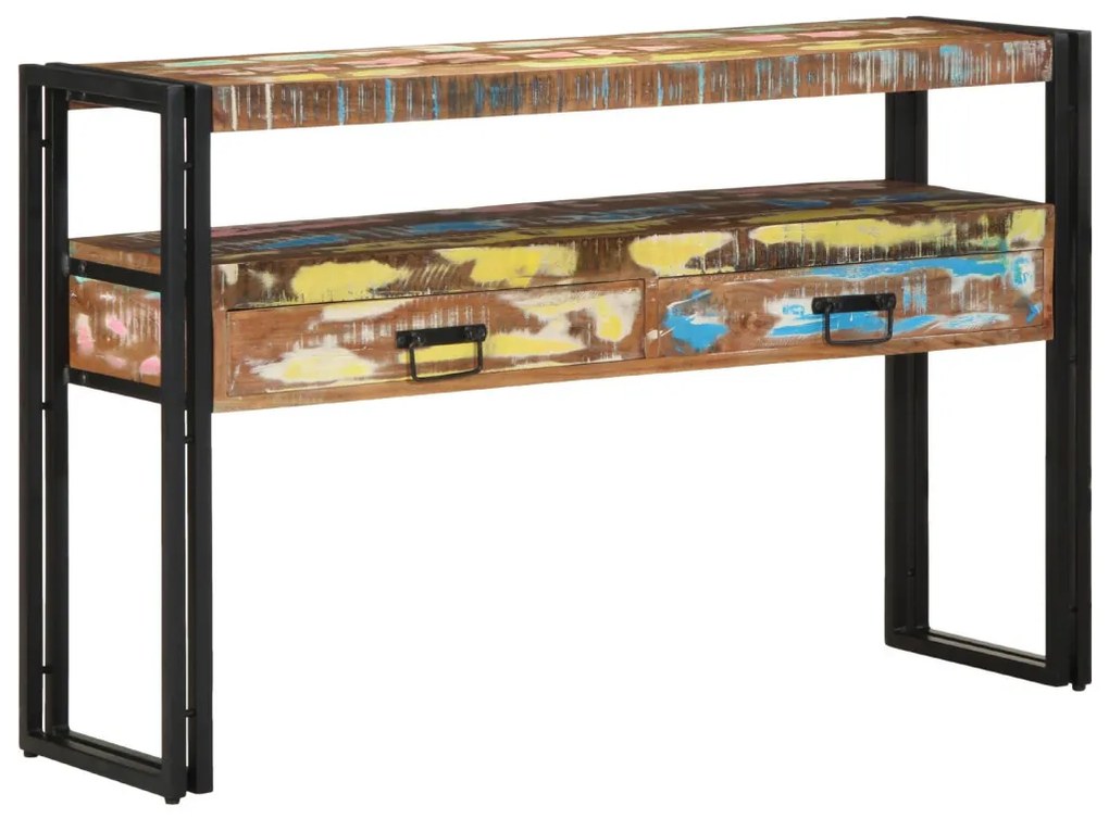 Végasztalok Többszínű 120x33x75 cm Tömör Újrahasznosított Fa és Fém